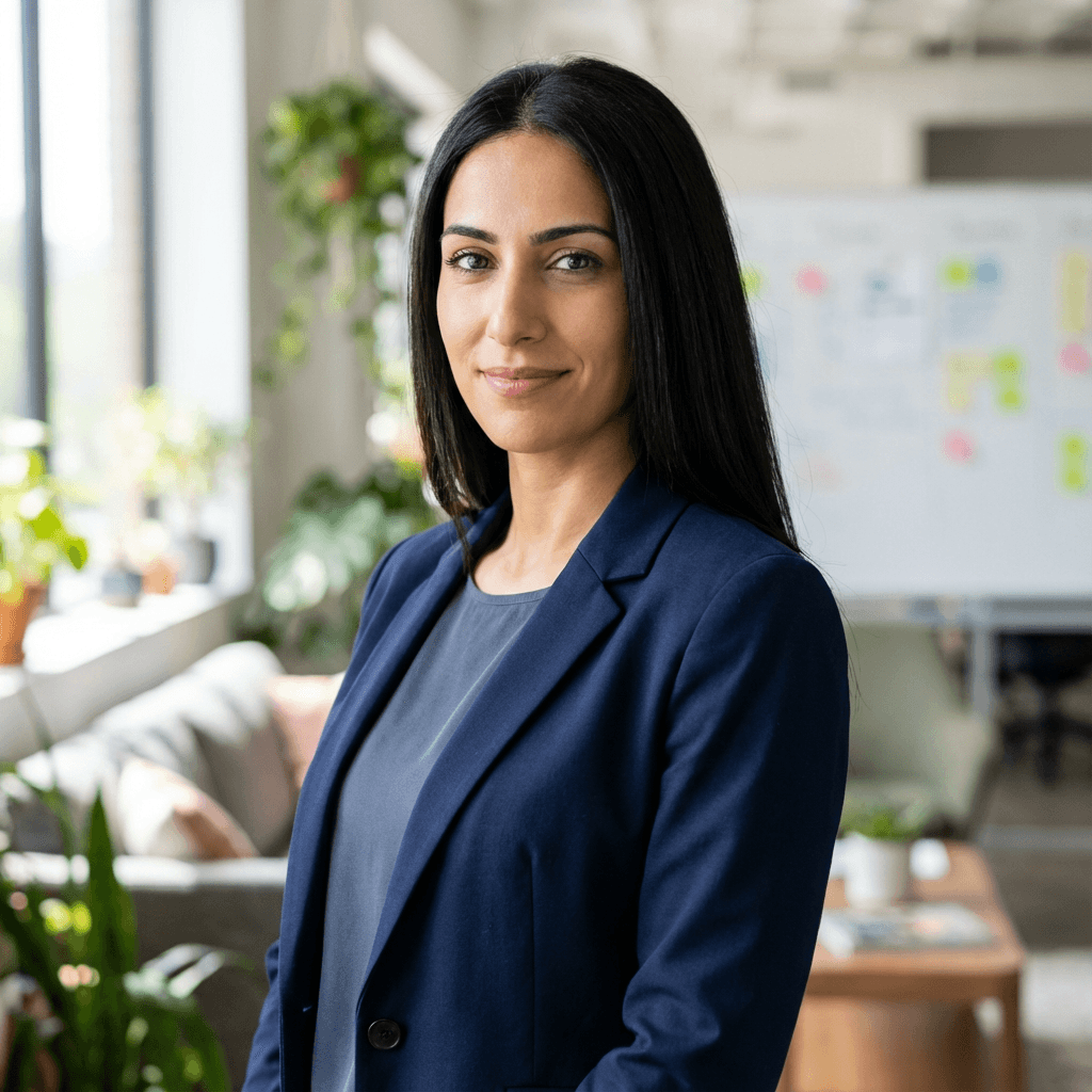 Priya Kapoor with custom business magnet