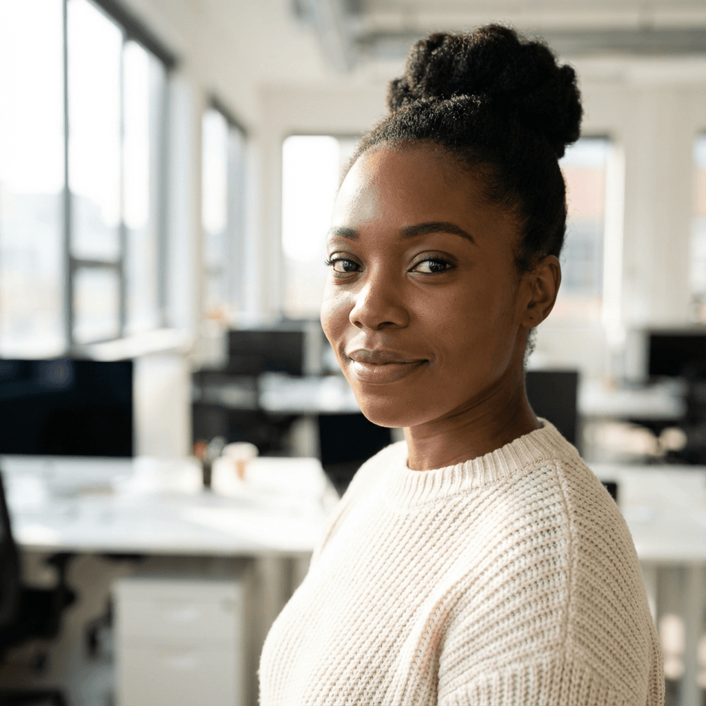 Sarah Patel with business QR magnets