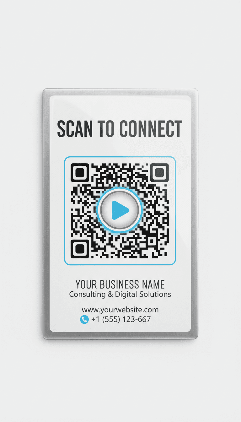 Business magnet with integrated QR code