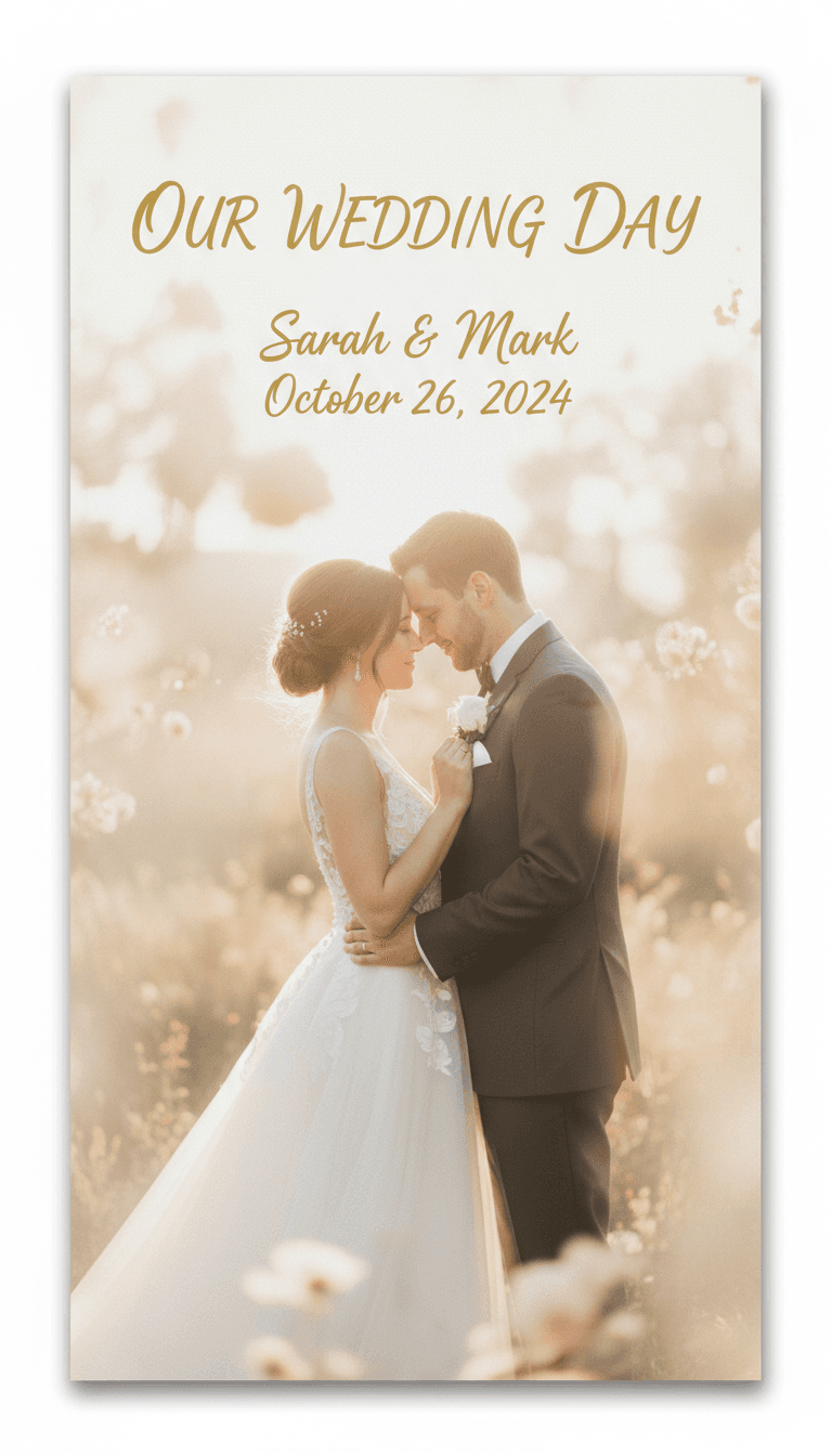 Wedding commemorative magnet with couple