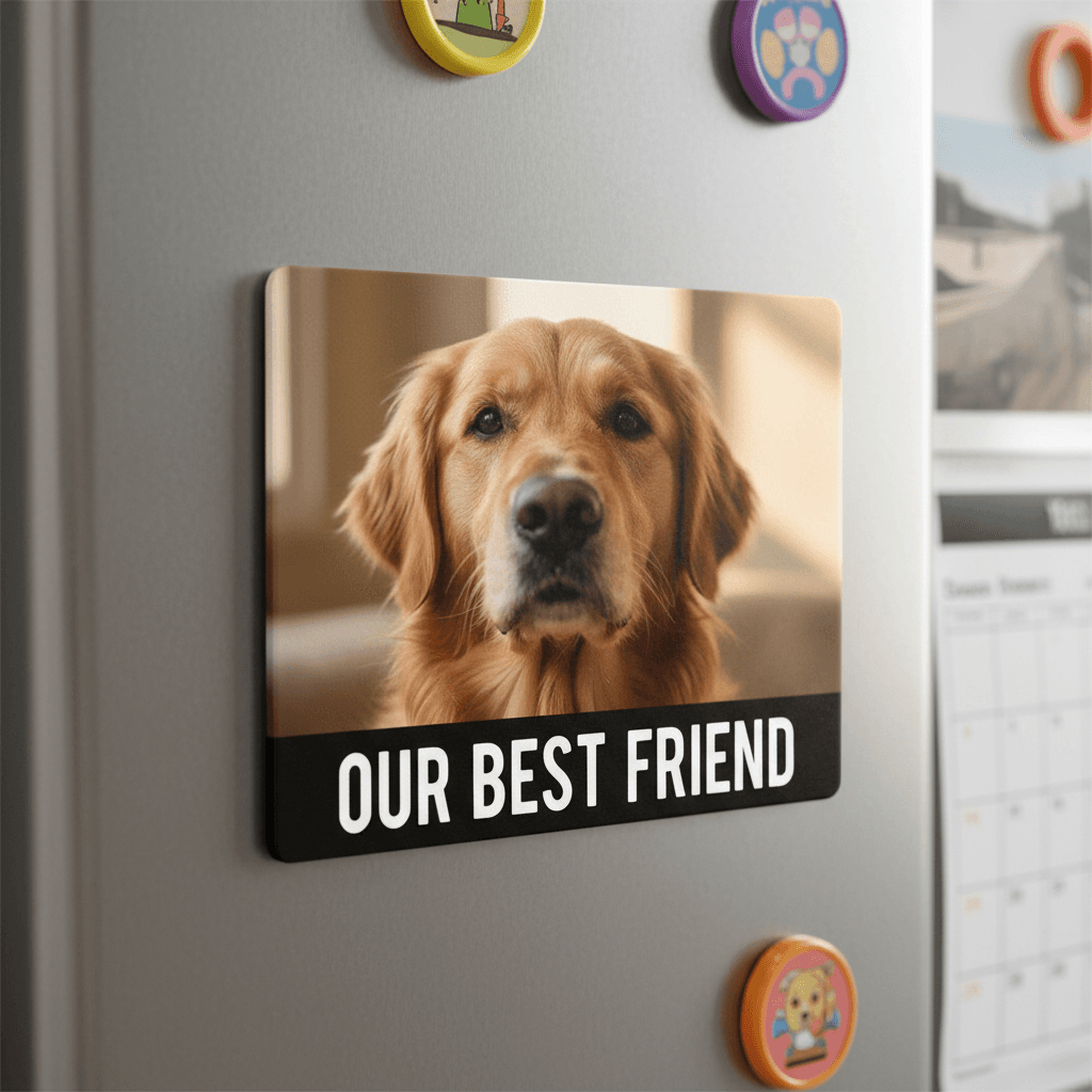 Pet photo magnet showcasing beloved animal